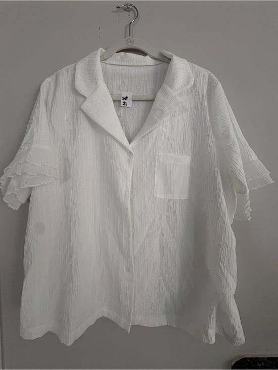 Other - Women's Relaxed White Crinkle PJs - Short Sleeve with matching pants